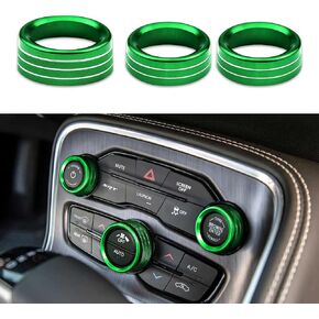 3PCS Air Conditioner Switch Knob Cover, Knobs Decals, Aluminum Alloy Knob Ring Trim Cover, Car Interior Accessories Compatible with Challenger Durango 2015-2022 (Black)