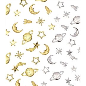 Penta Angel Cosmos Themed Resin Fillers Charms Beads 84Pcs Gold Alloy Star Moon Planet Filling Accessories for Epoxy Resin Craft Jewelry Making (Gold&Silver)