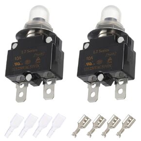 EPLZON 5A Manual Reset Push Button Circuit Breaker 125/250V AC 50V DC Thermal Overload Protector for Automotive with Connect Terminals and Waterproof Button Caps Assortment kit(Pack of 2pcs)
