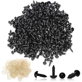 600pcs 8mm Safety Eyes with Washers, Plastic Safety Eyes Black Doll Eyes Stuffed Animal Eyes for Amigurumi Crochet DIY Crafts Bear Animal Making Supplies