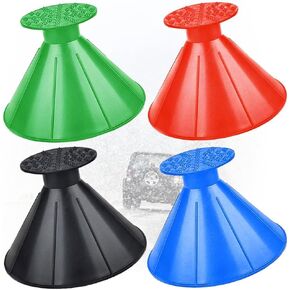 Vegepeel Round Magical Ice Scrapers for Car Windshield,4 Pcs Colorful Ice Scraper Windshield Magic Snow Scraper Funnel Scrape Snow Removal in Kuwait