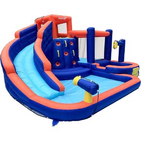 HapCap 14 ft x 12 ft Inflatable Bounce House Water Slide Combo,2 Pools & Long Slide & Jumping Area & Big Climbing Wall & Sprayer,Water Slide with Air Blower