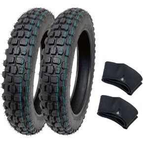 MMG Tire Set of 2 Knobby Tires 3.00-12 with Inner Tubes - Front or Rear Trail Off Road Dirt Bike Motocross Pit