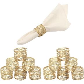 Handmade Round Mesh Napkin Rings Holder for Dinning Table Parties Everyday, Set of 12