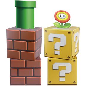 HOMEZZO 4 Pcs Big Video Game Party Boxes, 10x10x10 Inches Big Coin Brick Block Props Boxes for Game Party Decorations Supplies