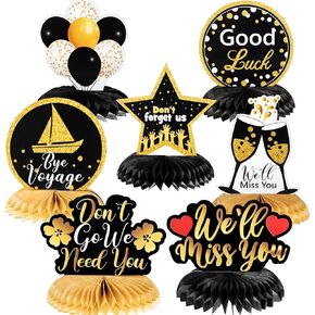 7 Pieces Farewell Party Decorations We Will Miss You Decorations Going Away Party Centerpiece Honeycomb Retirement Party Decorations for Coworker Employee Friend Goodbye Party Supplies