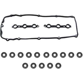 Engine Valve Cover Gasket Kit with 15 Grommet Seals Replacement for BMW E39 E46 E53 E60 E83 Z4 M54 525i 530i 325Ci 325i 325xi 330Ci 330i 330xi X5 525i 530i X3 L6 2.5L 3.0L 11120030496 (18pcs)