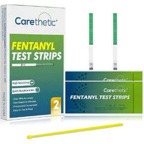 Carethetic Fentanyl Test Strips for Pills, Powder - Fentanyl Testing Kit of 2 Fentanyl Test Strips + 10 mg Micro Scoop + Instructions Manual, Fentanyl Test Kit of High Sensitivity with Rapid Result
