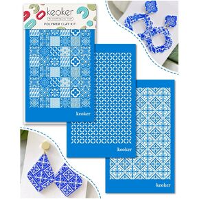 KEOKER Tile Silk Screen for Polymer Clay, 3PCS Tile Silk Screen Polymer Clay, Tile Silk Screen Stencils for Polymer Clay, Tile Pattern Polymer Clay Stencil in Kuwait