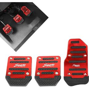 Slykew 3 PCS Manual Transmission Cars Pedal, Aluminum Alloy Pedal, Anti-Slip Auto Parts, Vehicle Decoration, Pedal Repalcement, Universal for Most Cars, Trucks, SUVs (Silver)
