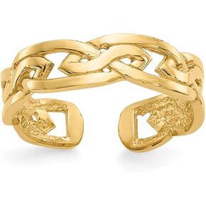 IceCarats 14K Yellow Gold Weave Adjustable Toe Ring Open Midi