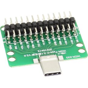 QIANRENON Type-c Male Test Board PCB Double-Sided 2 * 13p Bent Pin Breakout Board Data Line Testing Prototyping and Breadboard Connection.