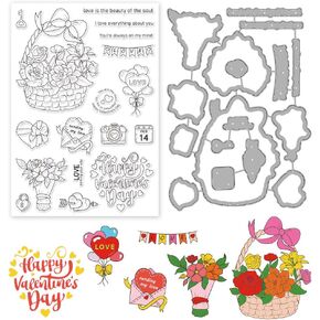 INFUNLY Bird Stamps and Dies for Card Making Butterfly Stamp and Die Cut Insect Rubber Stamps Die Cut Label Tags Cutting Dies Leaves Die Cuts Heart Silicone Stamps for DIY Scrapbooking Embossing
