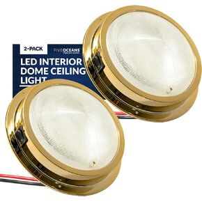 Five Oceans 6-Inch Marine LED Interior Dome Lights, Boat Ceiling LED Lights, Round High Power Downlight, Daylight White LED, On-Off Rocker Switch, 12V, Surface Mount for Boat Truck RV Trailer - FO2627