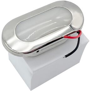 MARINE CITY 12V 1.5W 304 Grade Stainless Steel Waterproof IP66 LED Oval Courtesy Light in Soft White