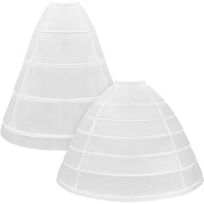 2 Pcs 4 Hoop and 6 Hoop Skirt Petticoat Crinoline Underskirt Floor Length Full Shape Slip Skirt for Women Girls Wedding Ball Gown Cosplay