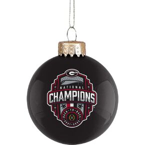 Bulldogs NCAA 2022 Back-to-Back Georgia College Football National Champions Ornament -2 5/8" Glass Ball Tree Ornament-2 Sides-Black