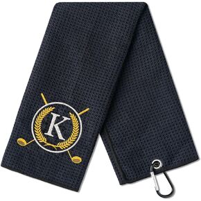 CybGene Golf Towels Gift, Monogrammed Golf Towels for Golf Bags for Men and Women on National Golf Day, Retirement, Birthday, and Christmas, 16"x 24" Microfiber Golf Towel - Initial J