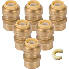 10 Pack Male Adapter,1/2 Inch Push Brass Male Adapter Fitting with Disconnect Clip, Push-to-Connect Plumbing Fittings for Copper, PEX Pipe, CPVC