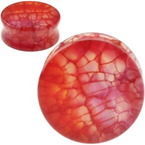 SoScene Red Dragon Vein Organic Stone Ear Plugs Gauges Sold in Pairs