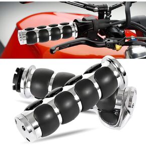 OXMART Motorcycle Hand Grips Universal 1 inch Chrome Motorcycle Grips with Throttle Assist and Anti-Slip Rubber Design Fit for Harley Yamaha Kawasiki Suzuki Cruisers