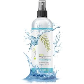 Pure Magnesium Oil Spray - Magnesium Spray for Feet - 12 fl oz (Lasts 9 Months) - USP Grade Organic Topical Magnesium Spray - Naturally Sources - eBook Included - Made in USA