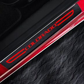 Z Zeba EXPRESS 4PCS Car Door Sill Protector for Chevy Colorado,Carbon Fiber Leather Car Door Threshold Protection Sticker Anti-Dirty Sill Decoration Scuff Plate Scratch Cover Accessories,Red