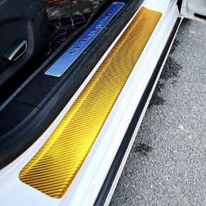 4Pcs 23.6Inch Car Door Sill Protector, Automotive Door Sill Scuff Plate Film Carbon Fiber Vinyl Wrap Stickers Bumper Protector Guard, Interior Accessories Cover Anti Scratch for SUV Truck (4D Black)
