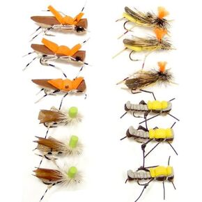 Trout Fly Assortment - Foam High Visibility Grasshopper Collection #5 1 Dozen Fly Fishing Flies