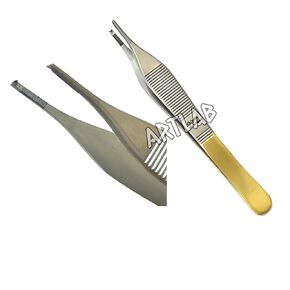 Premium German Stainless Tungsten Carbide TIP ADSON Forceps Tissue 1X2 Teeth ADSON Brown Forceps ADSON Dressing Forceps 4.75" Surgical Veterinary Instruments (ADSON Brown 9X9+ADSON Tissue 1X2)