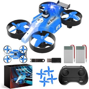 LM07 Mini Drone for Kids, Small Indoor RC Quadcopter, LED Drones for Beginners with Air-Ground Dual Mode Switch, Auto Hovering, 360° Flip, Headless Mode, 2 Batteries, Toy Gift for Boys and Girls