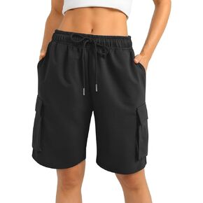 TARSE Bermuda Shorts for Women Cargo Sweat Long Shorts Woman Summer with Pockets for Casual Gym Workout