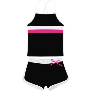 YOCOJA Girls Swimsuit Two Piece Bathing Suits Tankini with Adjustable Strap Swimwear with Boyshort 5-15 Years