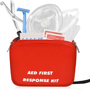 Skillssist AED First Kit with CPR, Gloves, Razor, Scissors, Gauze Pads, and Cleansing Wipes for AED Training