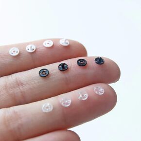 4mm/0.16" Super Tiny Plastic Snap Closures, Mini Doll Buttons, Doll Size Dresses Buttons, Snap Fastener for BJD, Blythe Doll Clothes, in White/Black/Clear (20pcs)