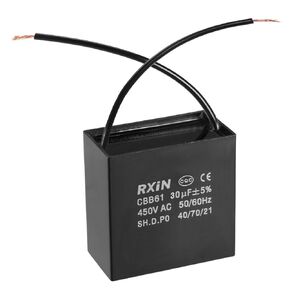 uxcell Ceiling Fan Capacitor CBB61 20uF 450V AC 2 Wires Metalized Polypropylene Film Capacitors 58x31x57mm for Water Pump Motor Generator