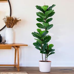 Yepdin Faux Fiddle Leaf Fig Tree 6 FT - Artificial Ficus Tree with Tall Artificial Plants 69 Fiddle Leaves Greenery - Lifelike Fake Tree for Home Decor Living Room Indoor Outdoor