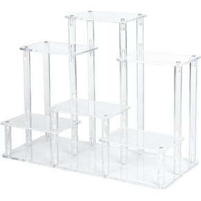 Choowin 6-Tier Acrylic Display Riser Display Stand Display Shelf Perfume Organizer Tabletop Acrylic Riser for Display Collectibles Action Figures Funko Pop Tiered Display Stand with Base Small