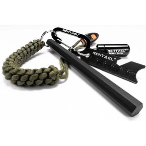 مجموعة أدوات إطلاق النار من الصوان والفولاذ للتخييم/المشي لمسافات طويلة - [6 × 1/2 بوصة] أداة النجاة من قضيب حديدي سداسي مع مهاجم/تيندركويك/صافرة - جهاز إشعال حريق من المغنيسيوم الكل في واحد - نظام إشعال in Kuwait