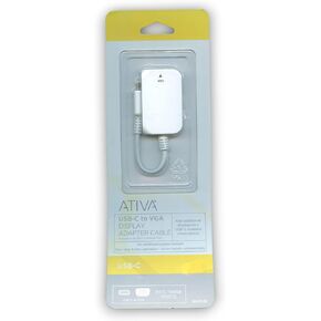 ATIVA USB-C to VGA Adapter, White, 41509 Video Converter for Modern Devices