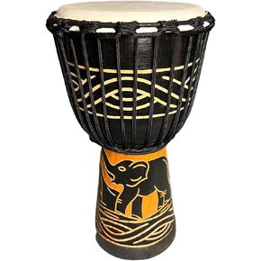 SIPSOCE Djembe Drum 8'' Hand Drum Musical Instrument African Drumk, Bongo (Black elephant)