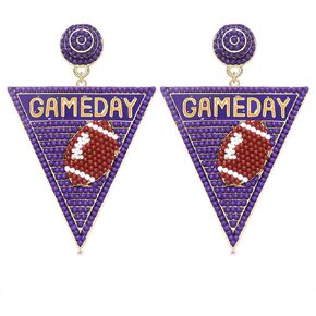 Game Day Earrings for Women Beaded Dangle Earrings #1 Hand Post Earrings Handmade Sports Earrings Party Favors Jewelry Gift
