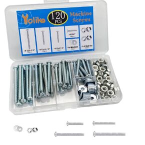 120 Pcs Machine Screws 8/32 Knob/Pull Screws Bolt Nut Flat Washers Assortment Kit Carbon Steel Zinc-Plated Phillips Used for Industrial and Construction Fasteners 4 Sizes Length #8-32x1"to#8-32x1-3/4"