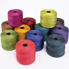The Beadsmith S-Lon Bead Cord – .5 mm Twisted Nylon Cord for Stringing, 12-Pack, Saturation Mix, TEX210, 77 Yards per Spool