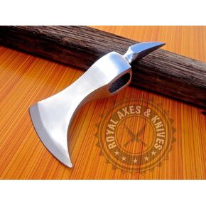 Steel Craft Mini Medieval Huntsman SPIKER Custom Hand Made HIGH Carbon Steel Tomahawk Viking Axe Head with Leather Sheath