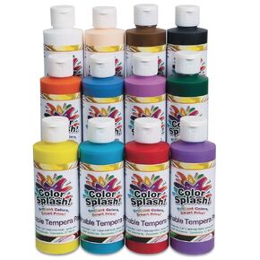 S&S Worldwide, Color Splash! Washable Tempera Paint, 8 oz. (Pack of 12)