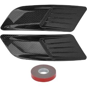 Bonnet Vent Trim, 1 Pair of Universal Front Hood Air Vent Molding Bonnet Cover Trim Carbon Fiber Style Fit for Mustang 2015‑2017
