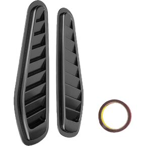 Aramox Car Air Flow Intake Hood Side Vent Decorative Cover Universal Louvers Hood Vent Cover(Black)