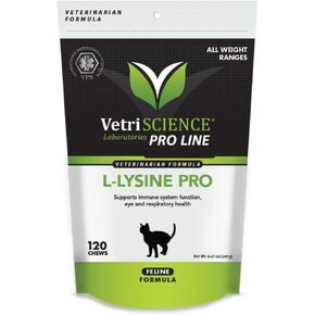 VetriScience Lysine Pro - Immune & Eye Care Supplement for Cats - Supplement Formula for Immunity & Heart Health Support - Feline Wellness Aid with L-Lysine - 120 Chews