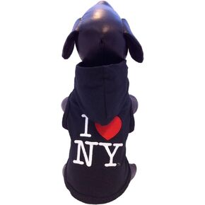 All Star Dogs I Love New York Cotton Lycra Hooded Dog Shirt, Medium